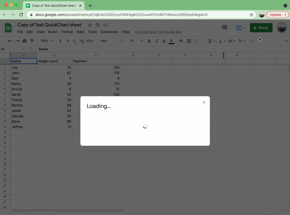 Google sharing settings